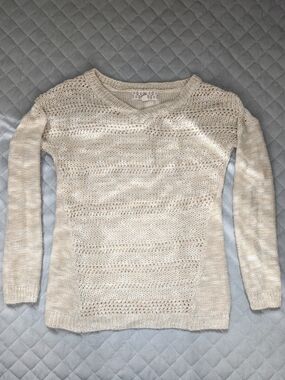 Pink Republic Cream and Shimmery Gold Open-Weave Knit Sweater